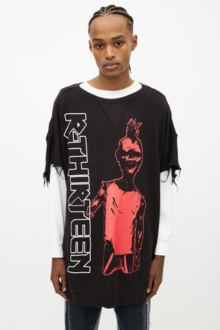 R13 Black Sid Zombie Cut Off Sweatshirt