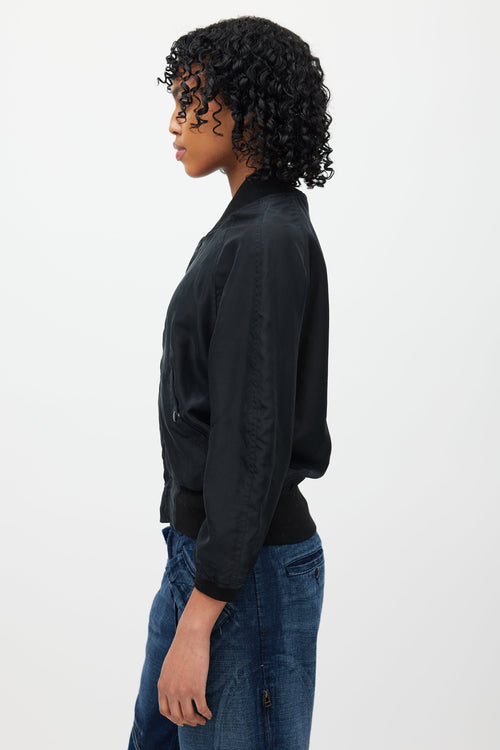 R13 Black Silk Reversible Bomber Jacket