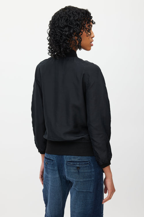 R13 Black Silk Reversible Bomber Jacket