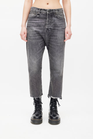 R13 Washed Black Leyton Tailored Drop Jeans