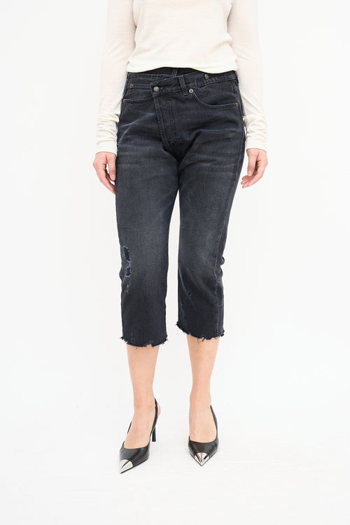 R13 Washed Black Jake Crossover Jeans