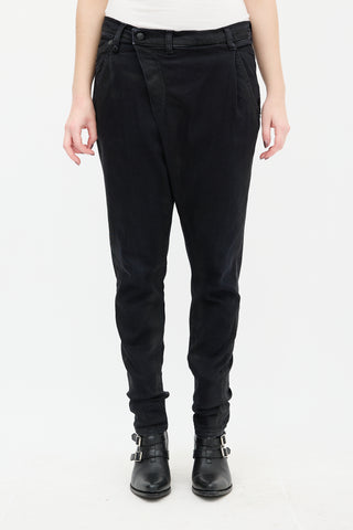 R13 Black Waxed X-Over Skinny Jeans