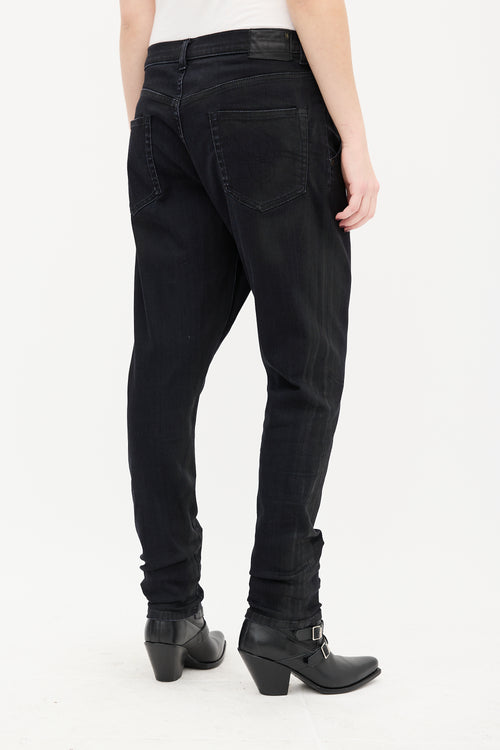 R13 Black Waxed X-Over Skinny Jeans