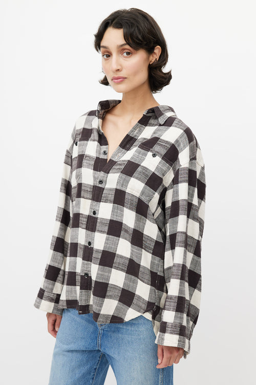 R13 Black 
White Plaid Shirt