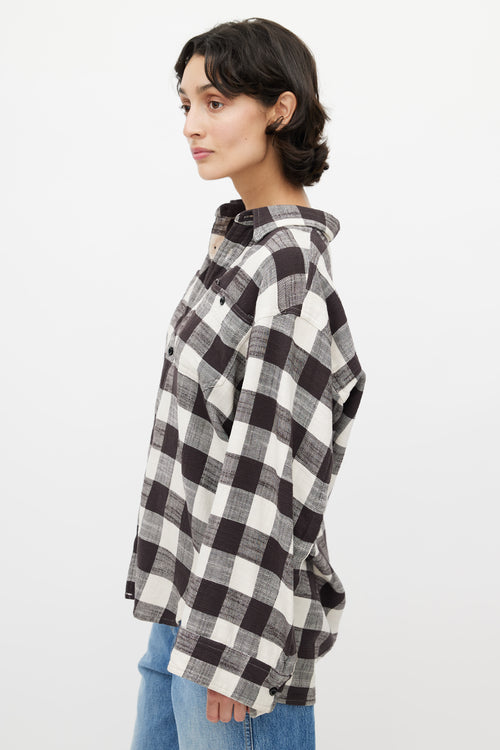 R13 Black 
White Plaid Shirt