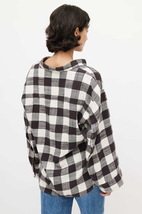 R13 Black 
White Plaid Shirt