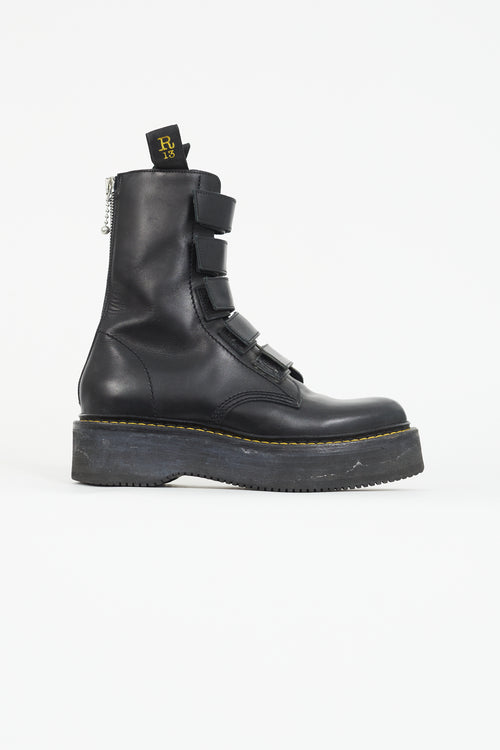 R13 Black Stack Velcro Boot