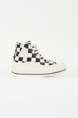 R13 Black 
White Check Platform Sneaker