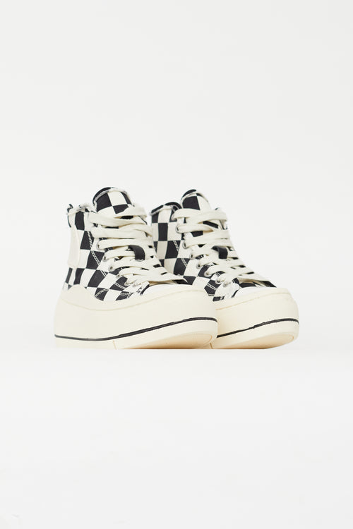 R13 Black 
White Check Platform Sneaker