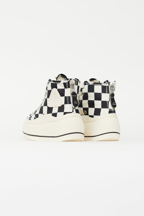 R13 Black 
White Check Platform Sneaker