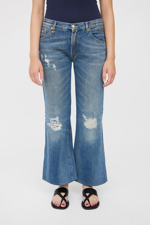 R13 Blue Medium Wash Wide Leg Jean