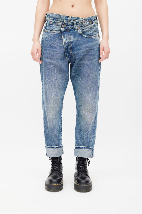 R13 Stone Wash Kelly Cross Over Jeans