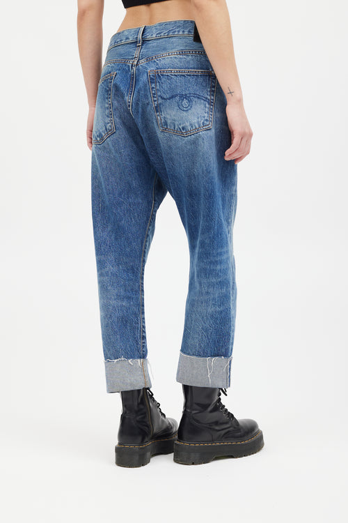 R13 Medium Wash Crossover Jasper Paint Jeans