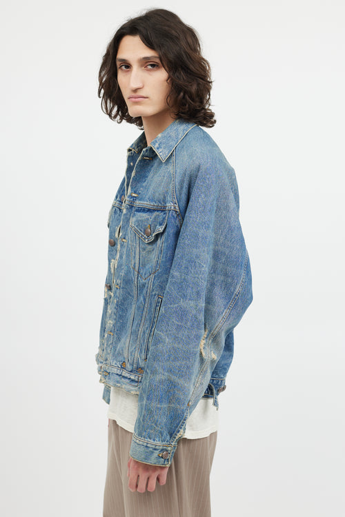 R17 Blue Denim Distressed Jean Jacket