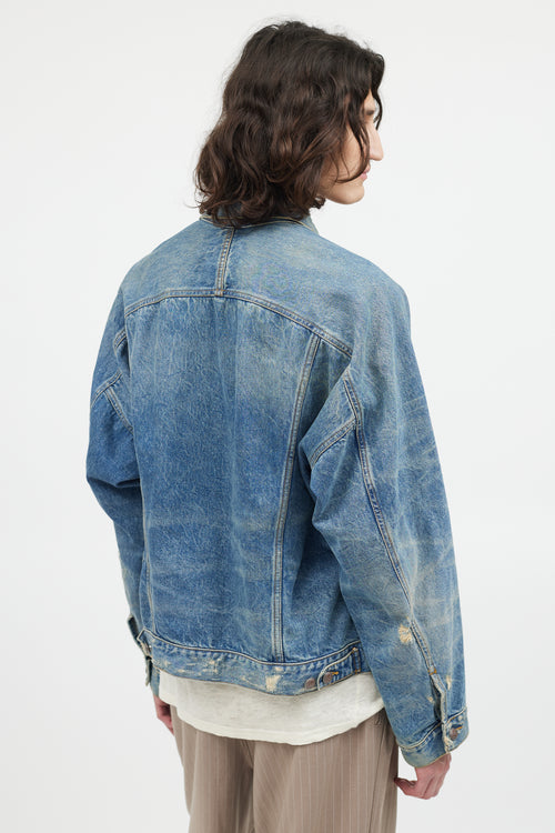 R18 Blue Denim Distressed Jean Jacket