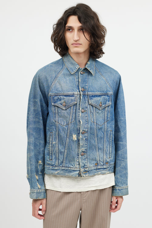 R15 Blue Denim Distressed Jean Jacket