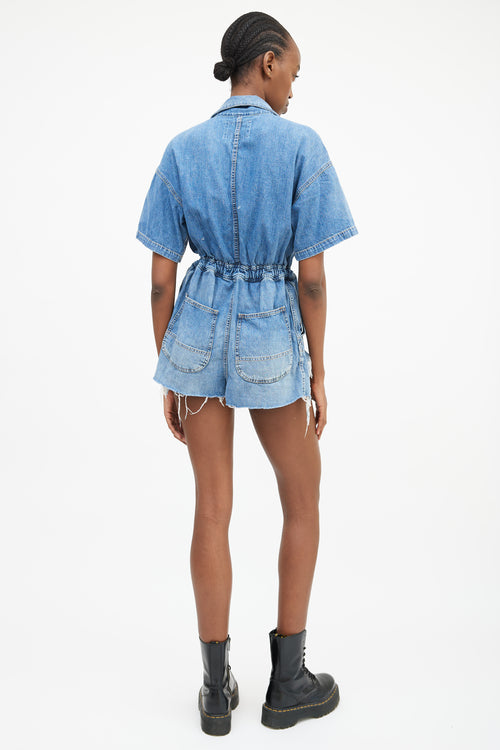 R13 Blue Denim Distressed Mick Romper