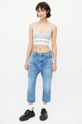 R13 Blue Distressed Cropped Denim Jeans