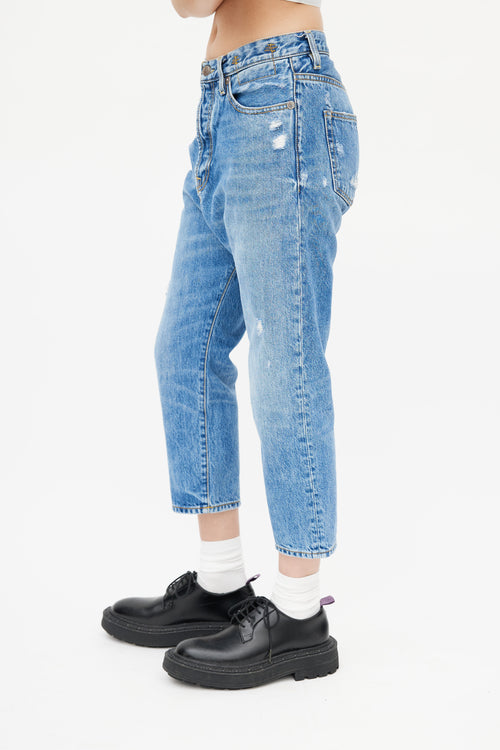 R13 Blue Distressed Cropped Denim Jeans