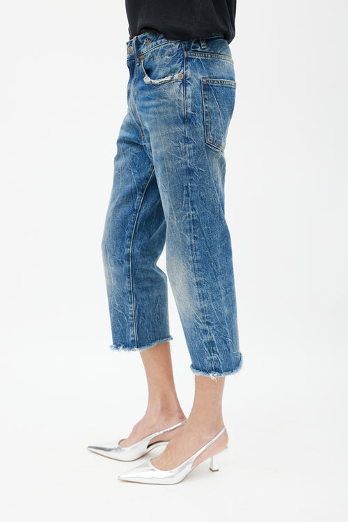 R13 Blue Distressed Denim Capri