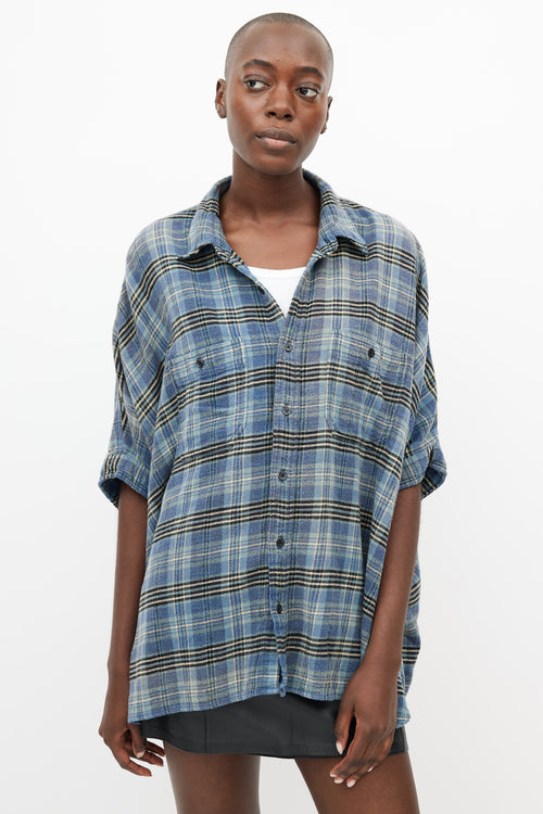 R13 Blue 
Multicolour Plaid Oversized Shirt