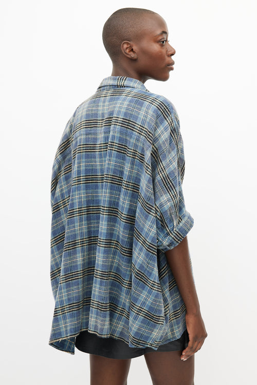 R13 Blue 
Multicolour Plaid Oversized Shirt