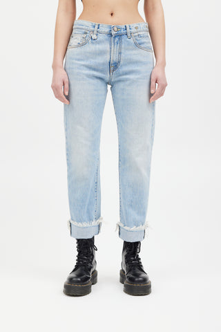 R13 Light Wash Bowie Raw Hem Jeans