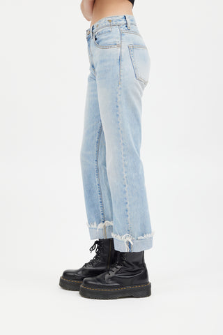 R13 Light Wash Bowie Raw Hem Jeans