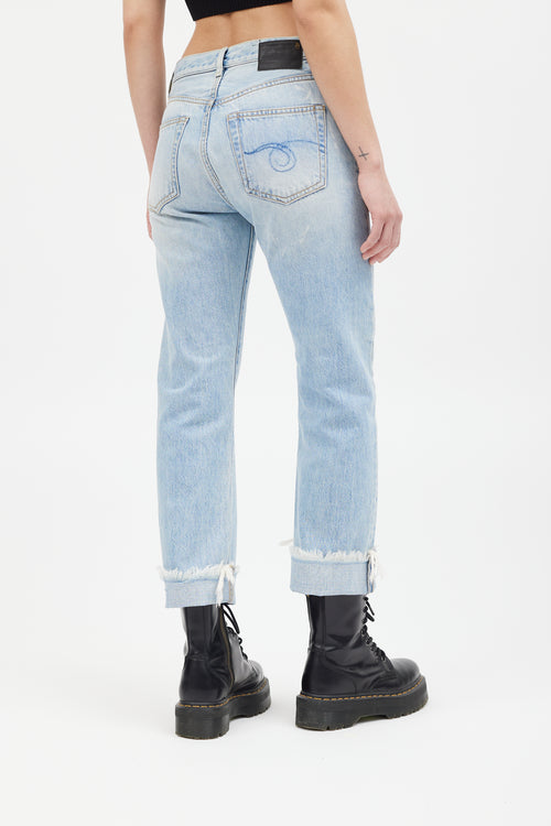 R13 Light Wash Bowie Raw Hem Jeans