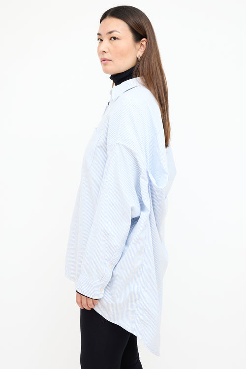 R13 White 
Blue Striped Shirt