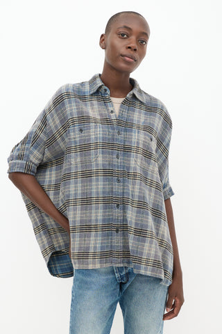 R13 Blue 
Multicolour Plaid Shirt