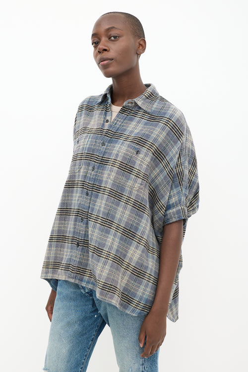 R13 Blue 
Multicolour Plaid Shirt