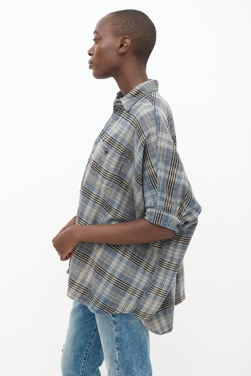 R13 Blue 
Multicolour Plaid Shirt