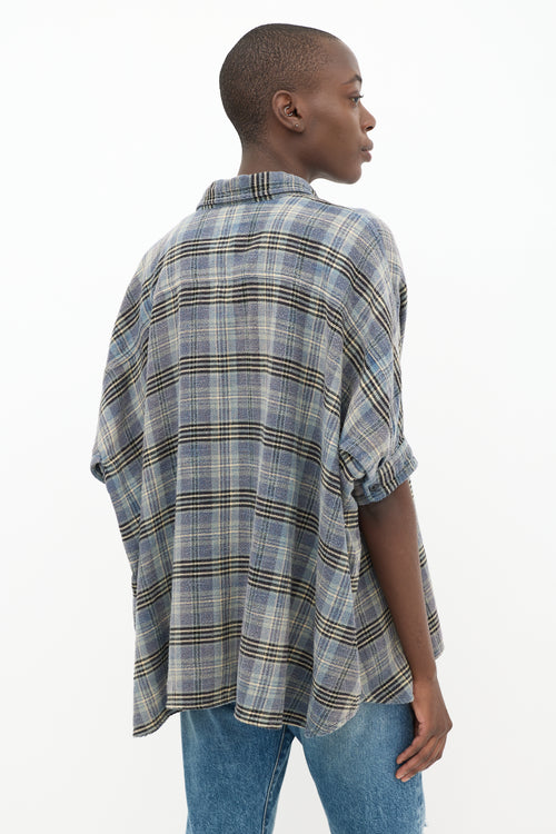 R13 Blue 
Multicolour Plaid Shirt