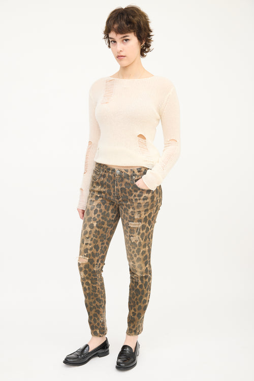 R13 Brown 
Black Printed Kate Skinny Jeans