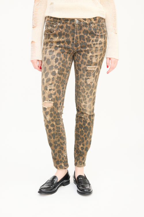 R13 Brown 
Black Printed Kate Skinny Jeans