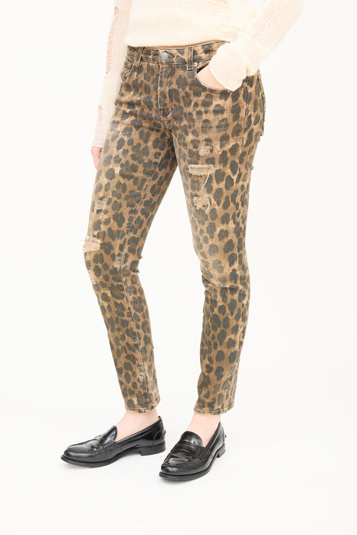 R13 Brown 
Black Printed Kate Skinny Jeans