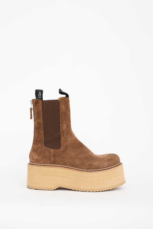 R13 Brown Suede Double Stack Chelsea Boot