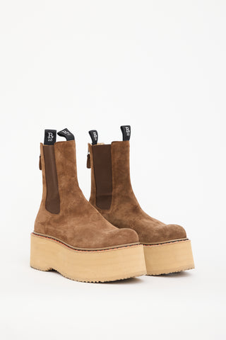 R13 Brown Suede Double Stack Chelsea Boot