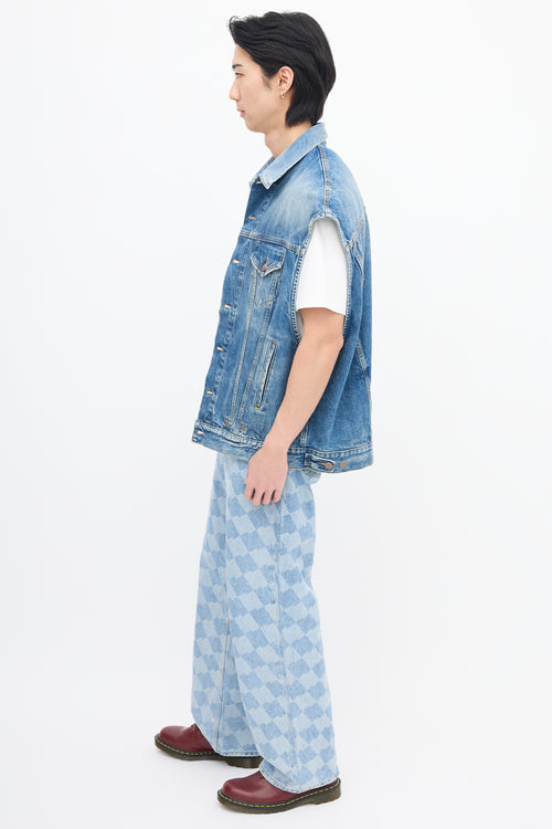 R13 Medium Wash Denim Oversize Trucker Vest