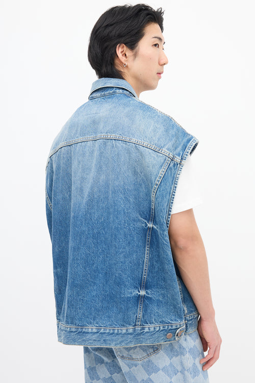 R13 Medium Wash Denim Oversize Trucker Vest