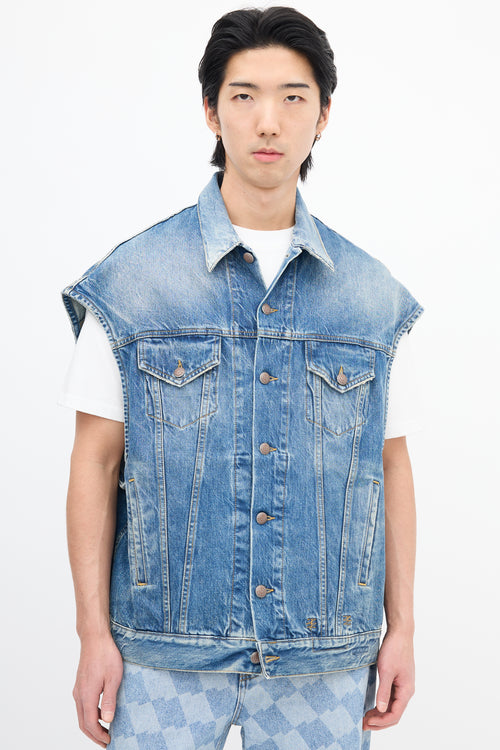 R13 Medium Wash Denim Oversize Trucker Vest