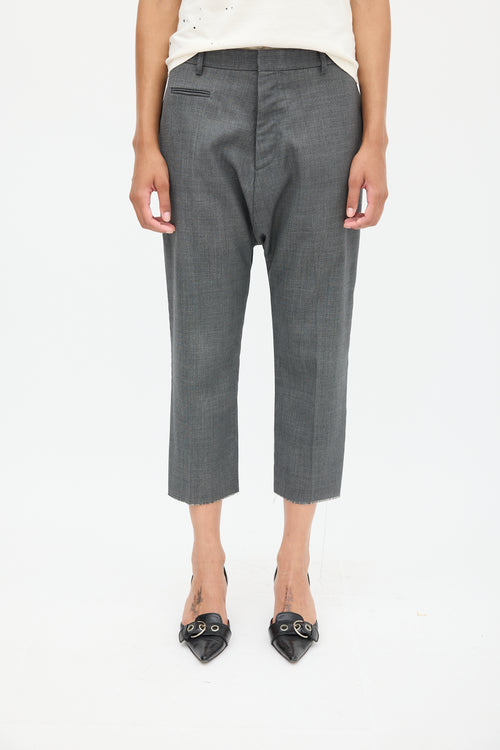 R13 Dark Grey Wool Tailored Drop Trouser