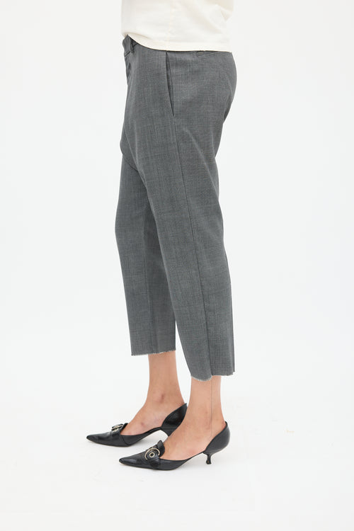 R13 Dark Grey Wool Tailored Drop Trouser