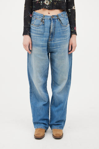 R13 Blue Medium Wash Fold Over Jeans