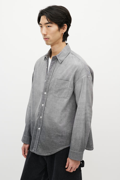 R13 Grey Chambray Contrast Stitch Shirt