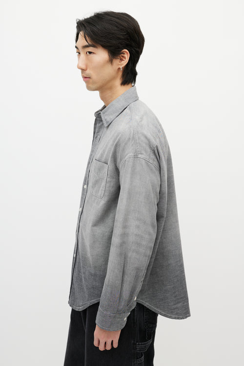 R13 Grey Chambray Contrast Stitch Shirt