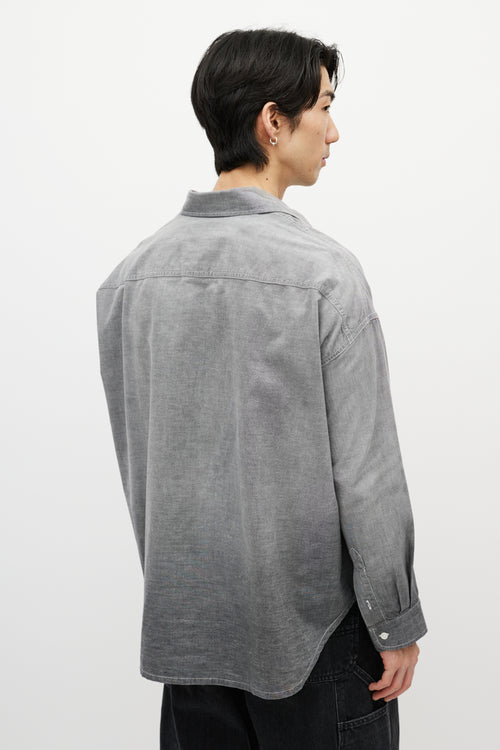 R13 Grey Chambray Contrast Stitch Shirt