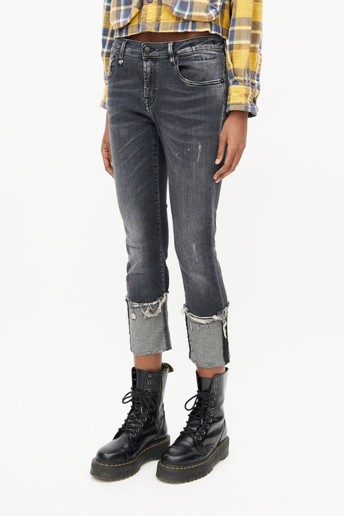 R13 Grey Kate Skinny Distressed Jeans