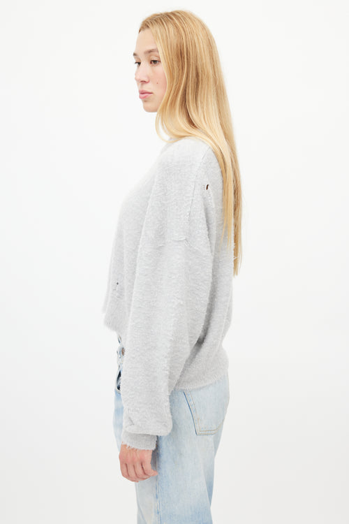 R13 Grey Wool Distressed Knit Sweater